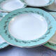 6 assiettes creuses st amand céranord modèle picardie en faïence blanche verte dorée