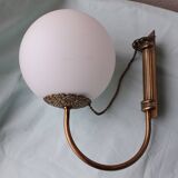 Pair of metal and opaline wall lights