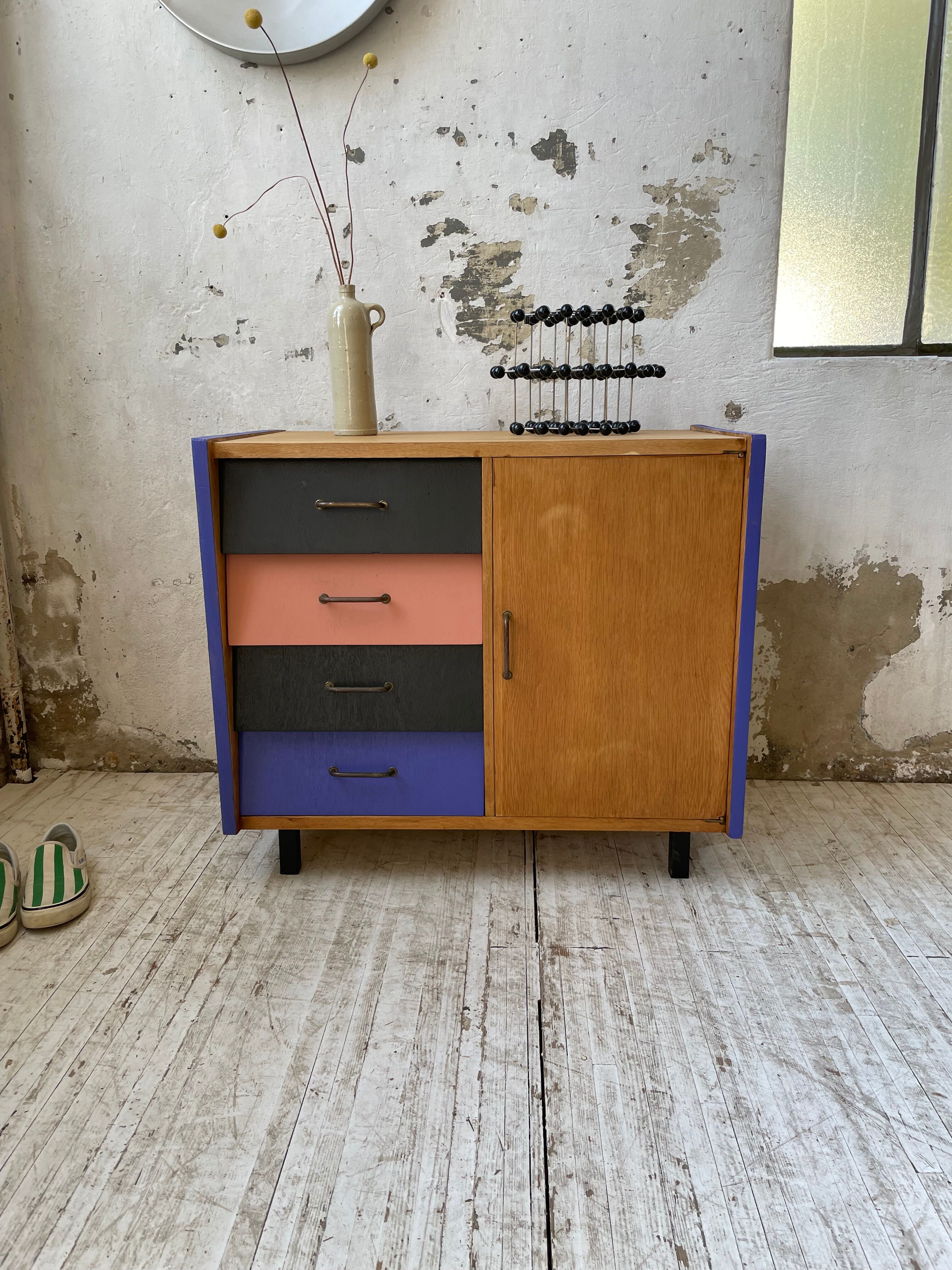 Meuble commode colorée années 60