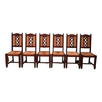 6 chaises style dudouyt art deco 1950