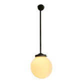 Art Deco 1940s simple opal glass globe pendant lamp