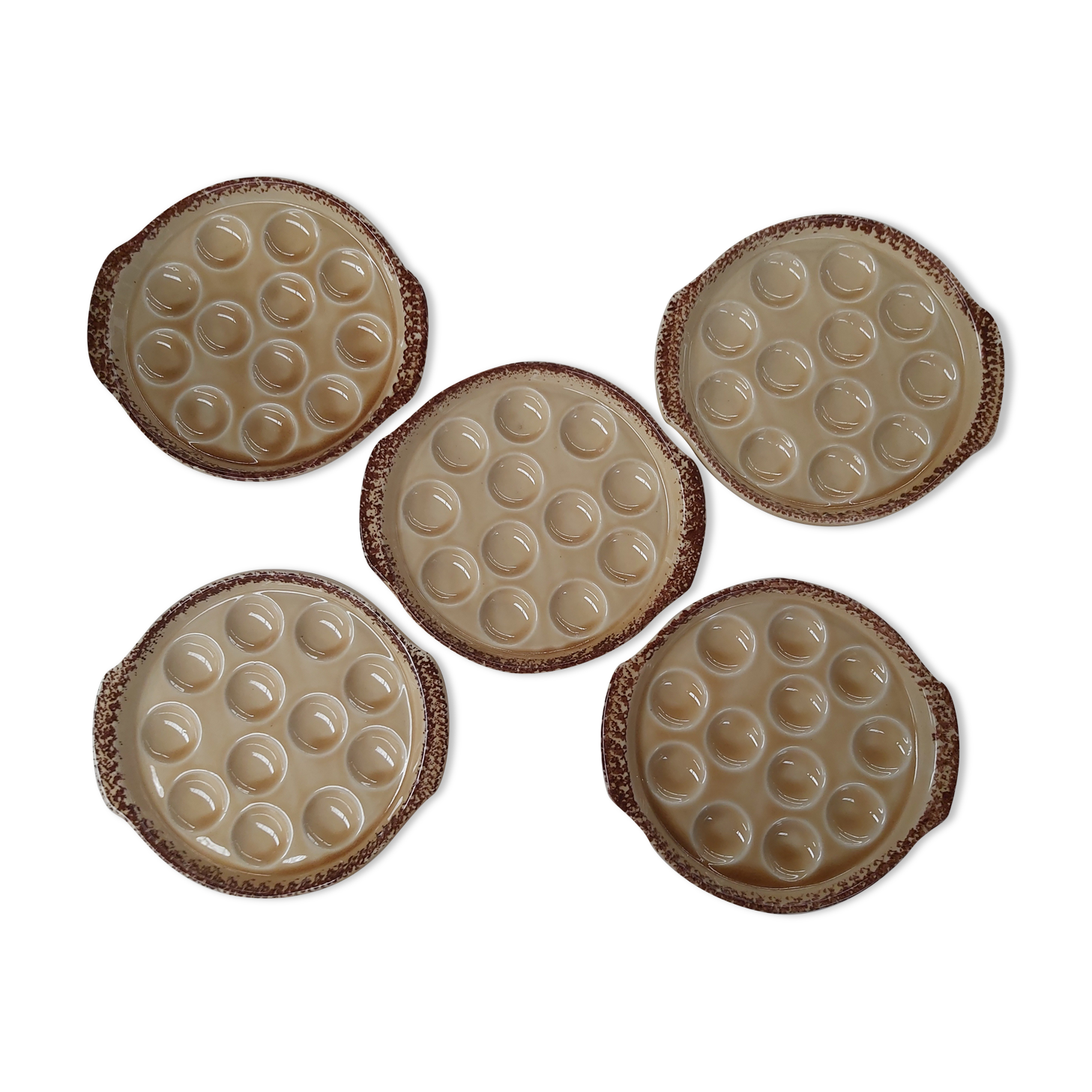 5 snail plates in Gien porcelain