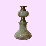 60s Green Marble Table Lamp From Denmark | Vintage Desk Lamp Green Marble With Brass Mid-Century