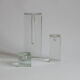 Glass block candlesticks and solifleur vase by Walther glass, Germany 1960s.