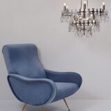 Sciolari chandelier `Ovali` 12 lights, silver with optical crystals, 1970`s ca, Italian, Rewired