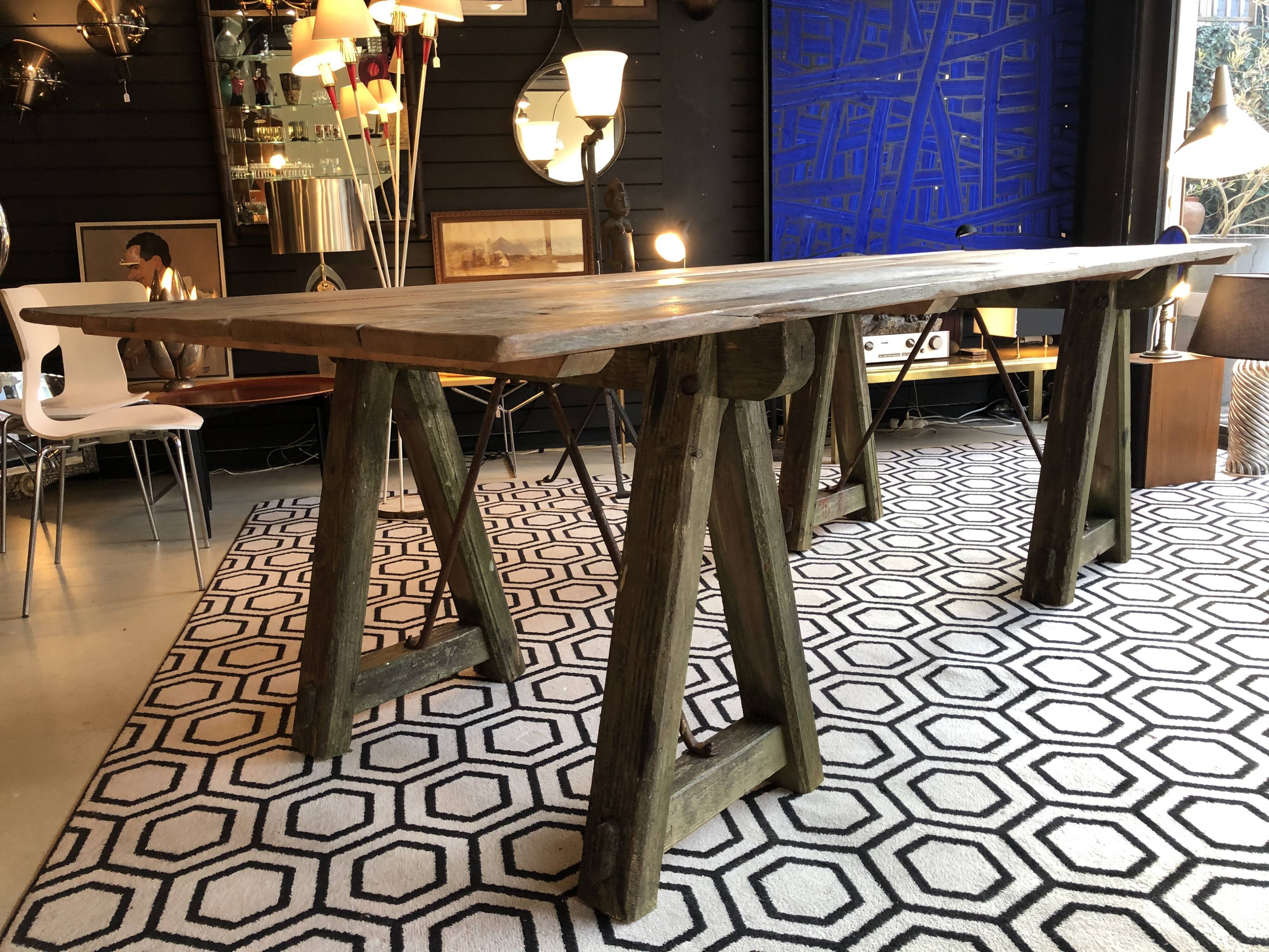 Farm table on trestles