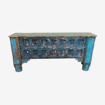Grande console ancienne en bois bleue