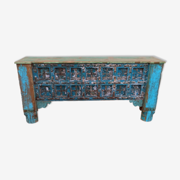 Large old blue wooden console