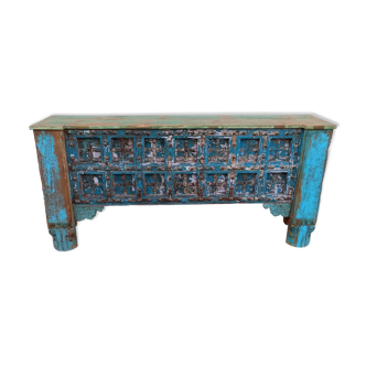 Grande console ancienne en bois bleue