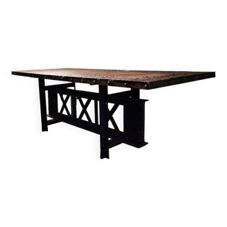 Raw steel dining table