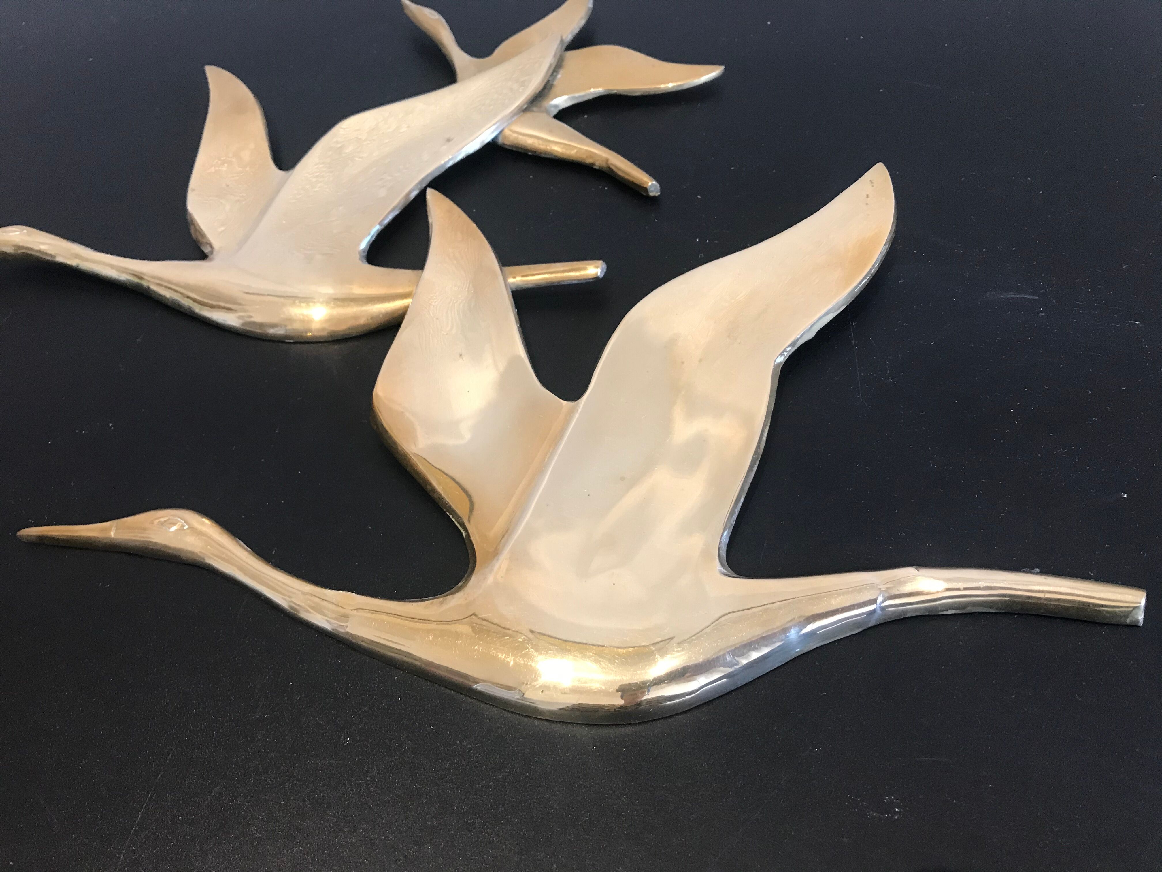 Birds in brass flight