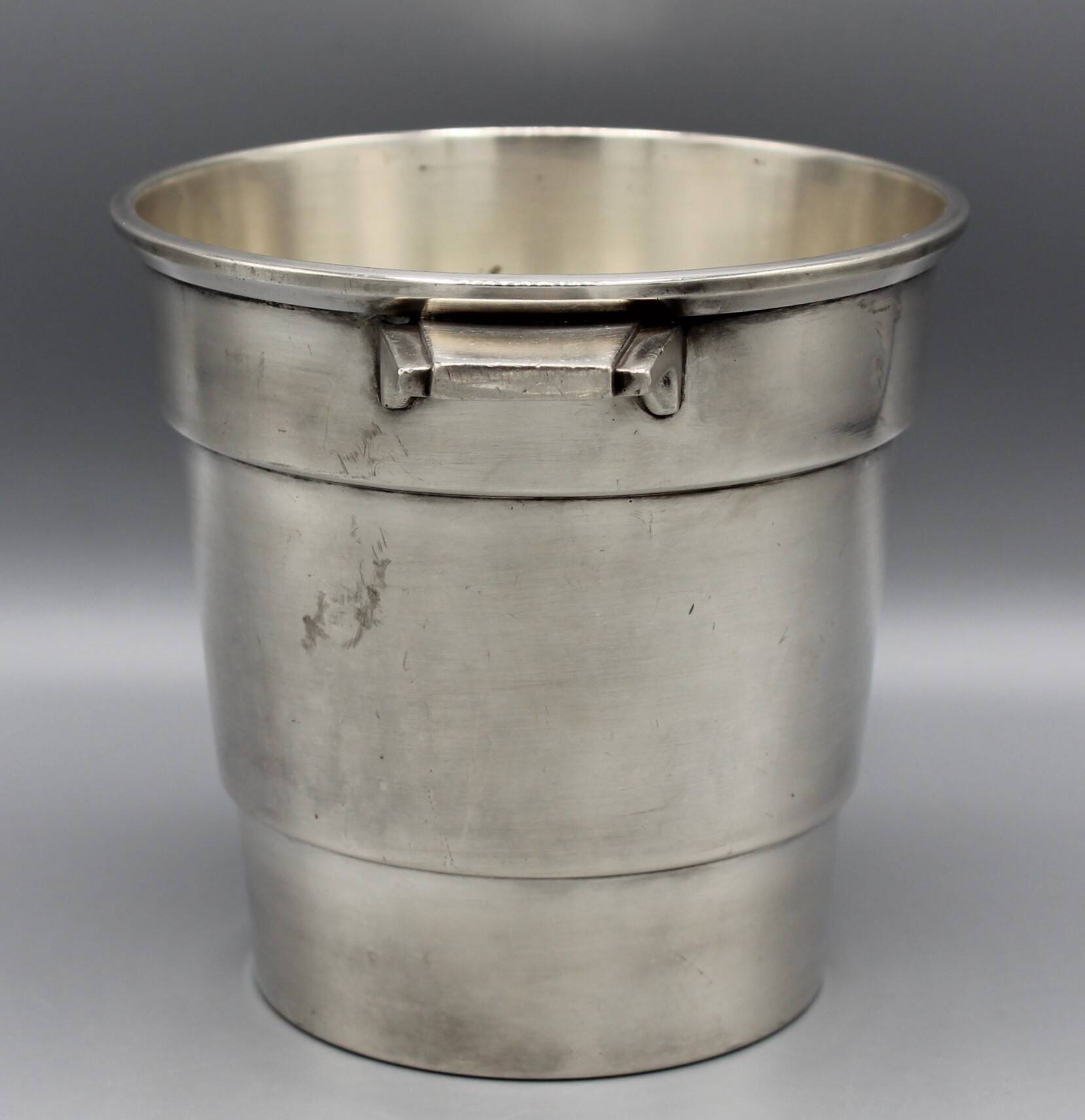 small champagne ice bucket cooler silver metal bottle art deco