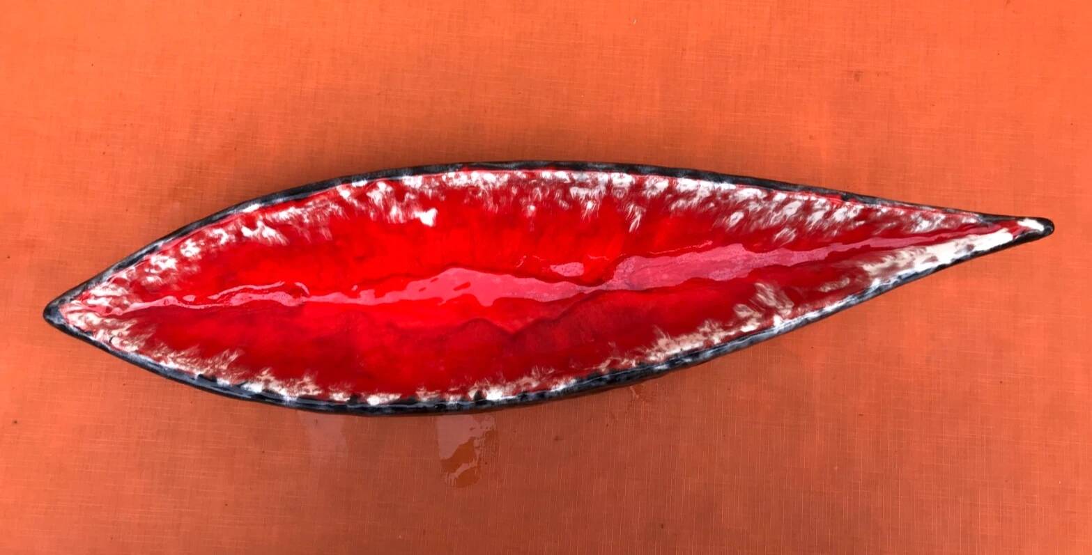 1960s large fruit bowl/centrepiece "Pirogue" Vallauris style
