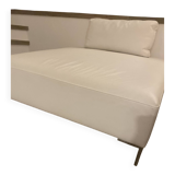 White leather pouf matching Ligne Roset sofa