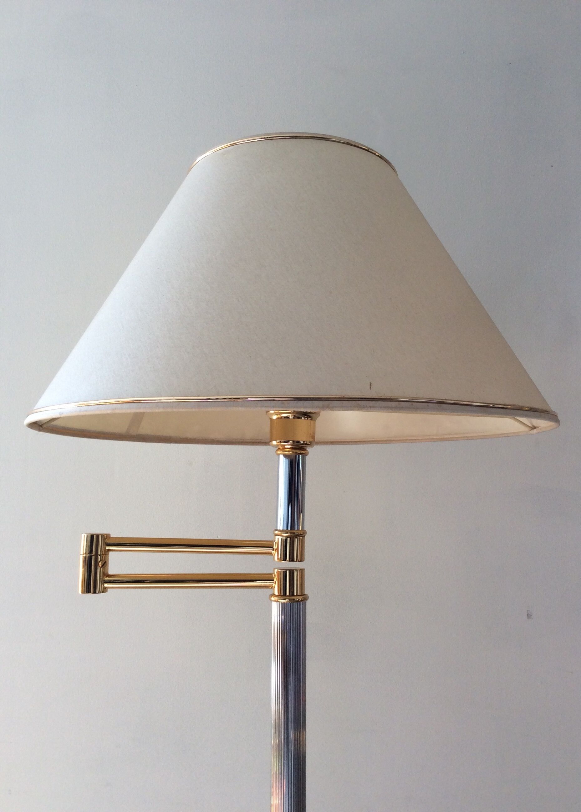 Floor lamp chrome and gold reader of the 70s