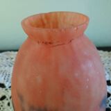 Tulip for chandelier or lamp - Orange blue purple marbled glass - Art Deco