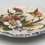 Earthenware wall plate signed bassano, italy, polychrome floral painting decoration
