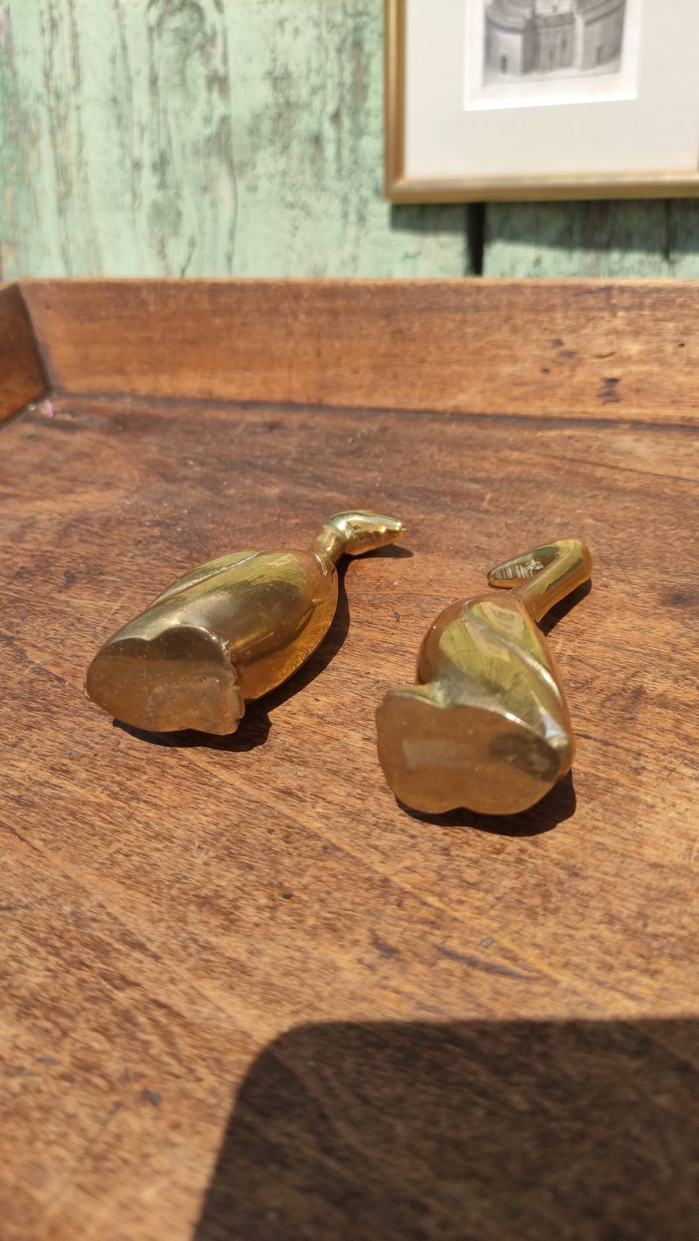 Pair of golden brass ducks