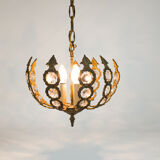 Brass facet cut glass hanging lamp gold plated 3rd quarter 20th