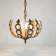 Brass facet cut glass hanging lamp gold plated 3rd quarter 20th