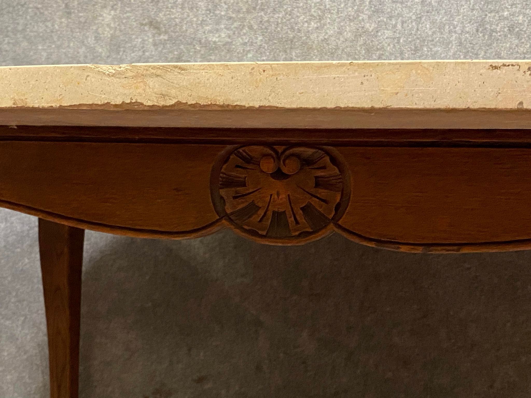 Louis XV game table with oval oak shape around 1850