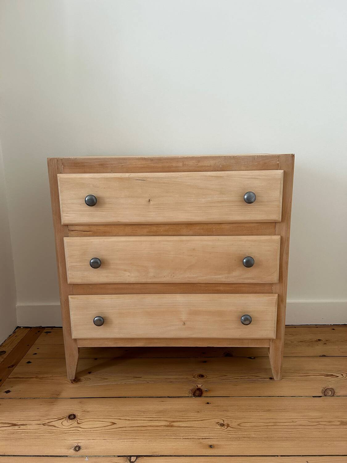 Vintage raw wood chest of drawers