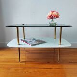 Vintage 1960 glass and marble coffee table