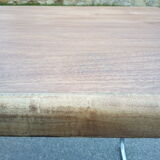 Old table in chrome steel and wood