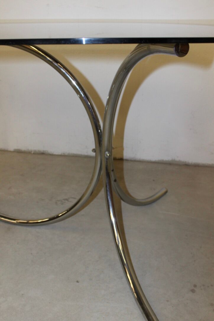 Smoked glass and chrome table circa 1970
