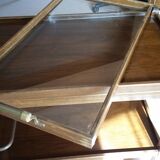 Vintage rolling service (wood, glass and brass)