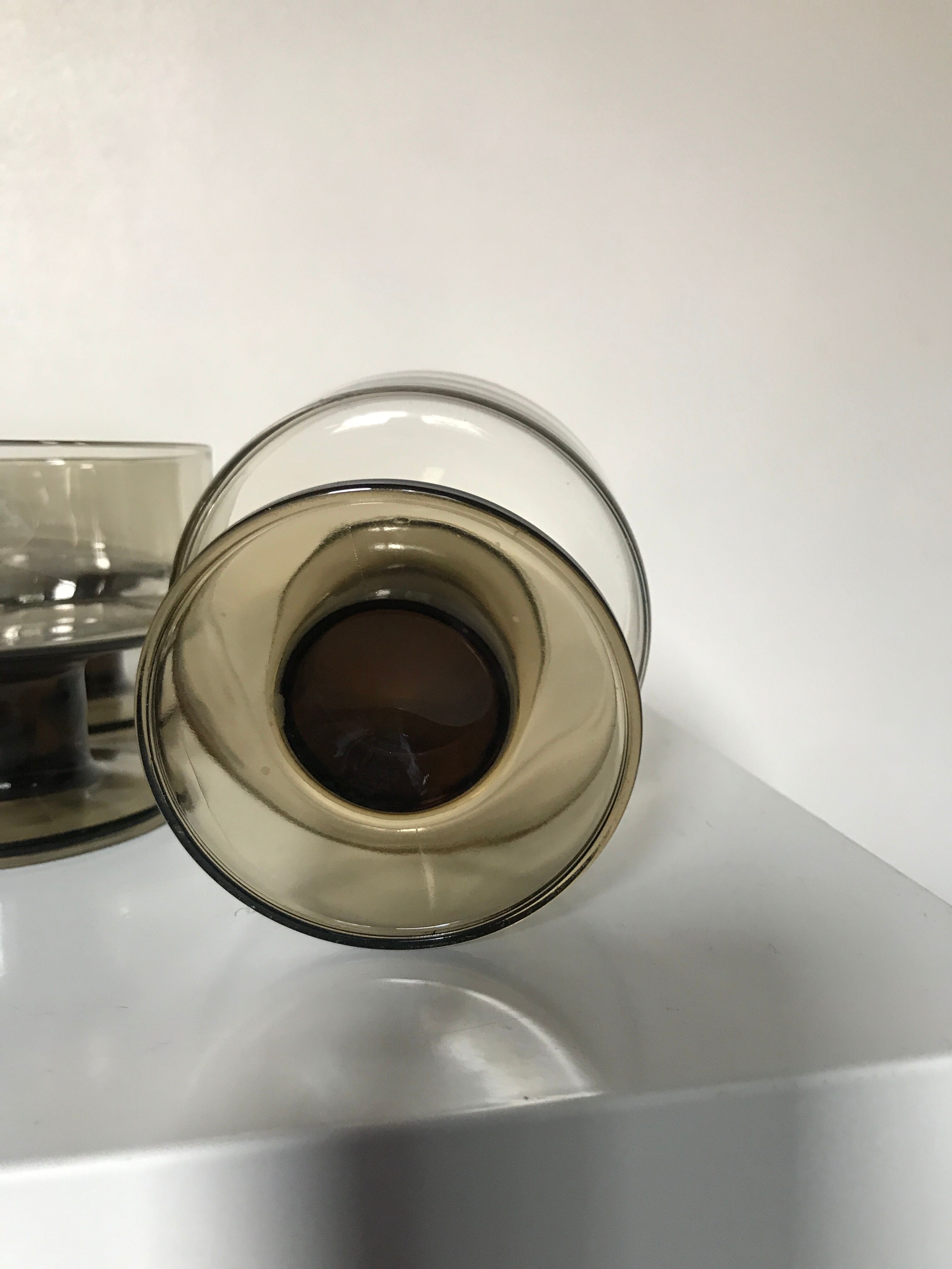 Lot of 8 Mobil cups in smoked glass