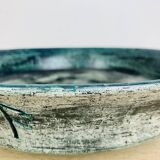 Round blue ceramic dish signed Arol Norway