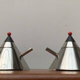 Postmodern Japanese kettle in stainless steel, set of 2