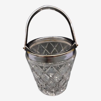 Vintage ice bucket in bevel glass and metal