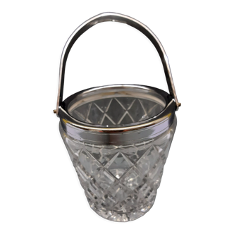 Vintage ice bucket in bevel glass and metal