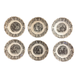 Set of 6 talking plates Sarreguemines "Paul and Virginie"