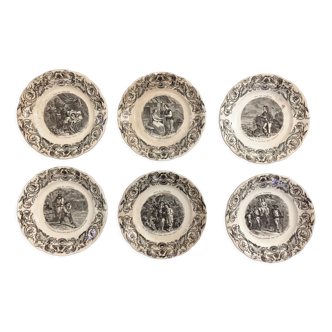 Set de 6 assiettes parlantes Sarreguemines “Paul et Virginie”