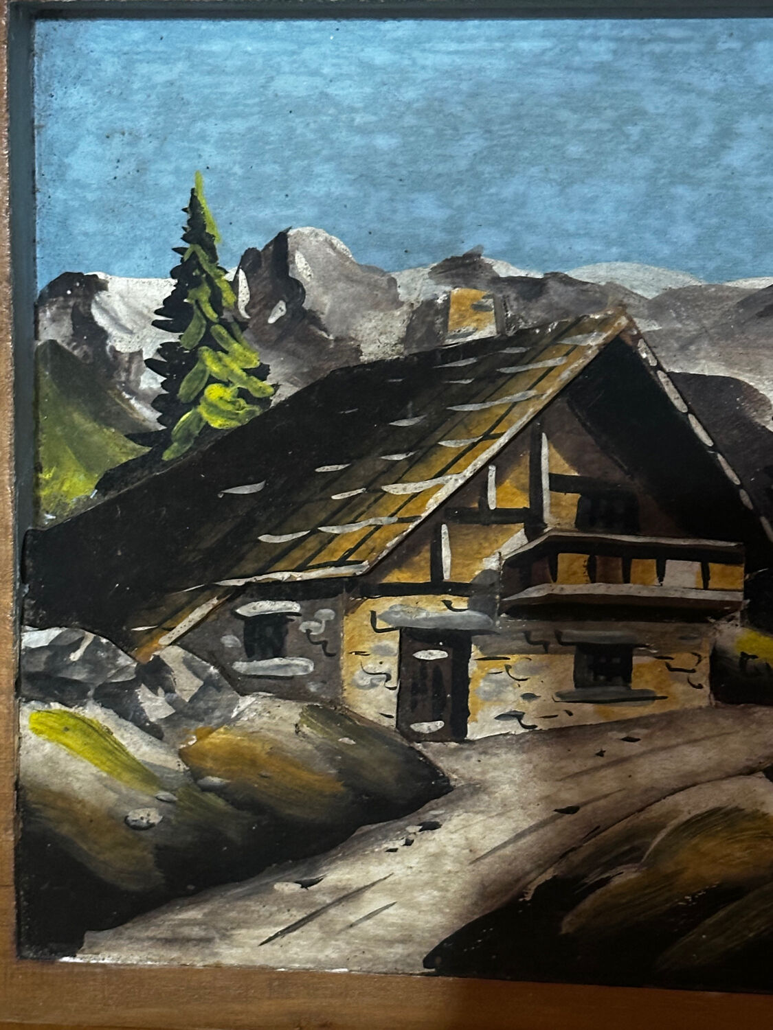 Vintage Carved and Painted Alpine Panel - 23 / 32 cm