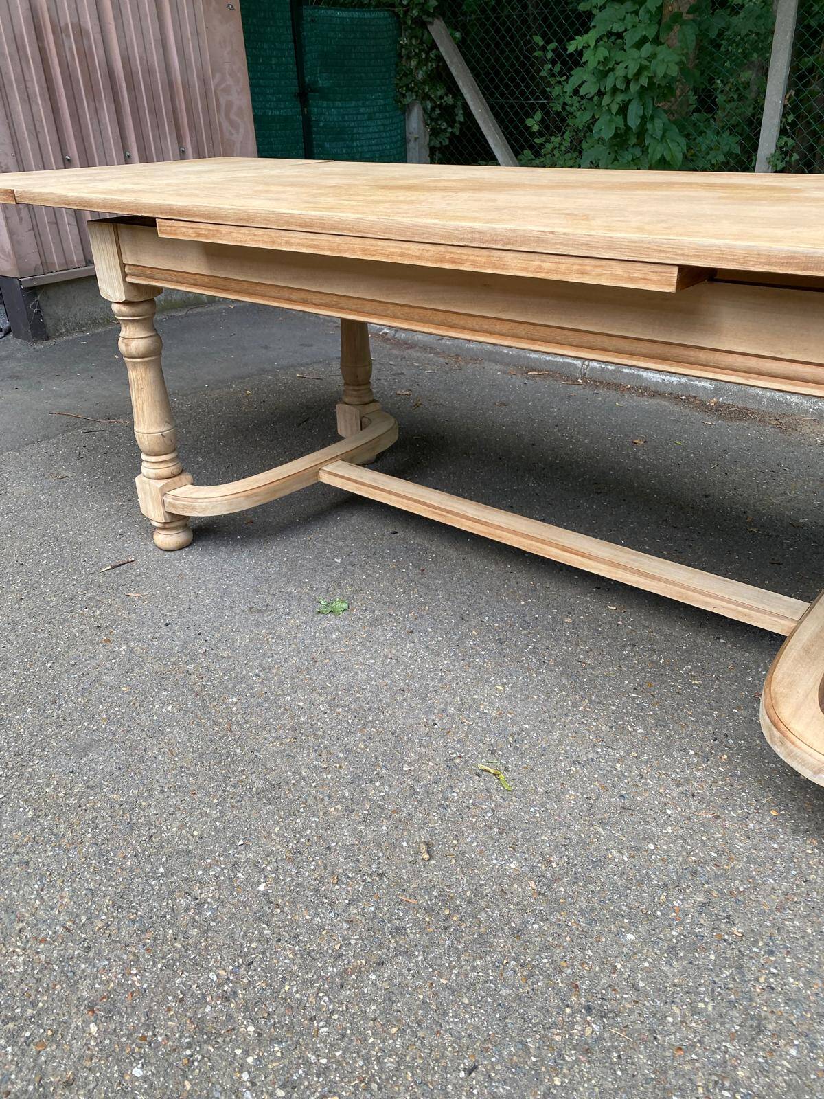 Extendable farmhouse dining table, renovated in raw wood, 270cm