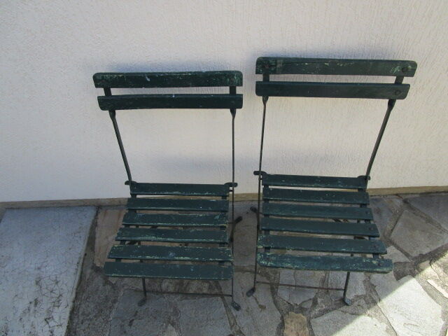 Pair of old folding garden chairs