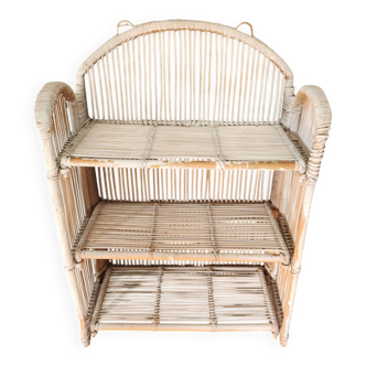 Étagère murale pliante vintage en rotin