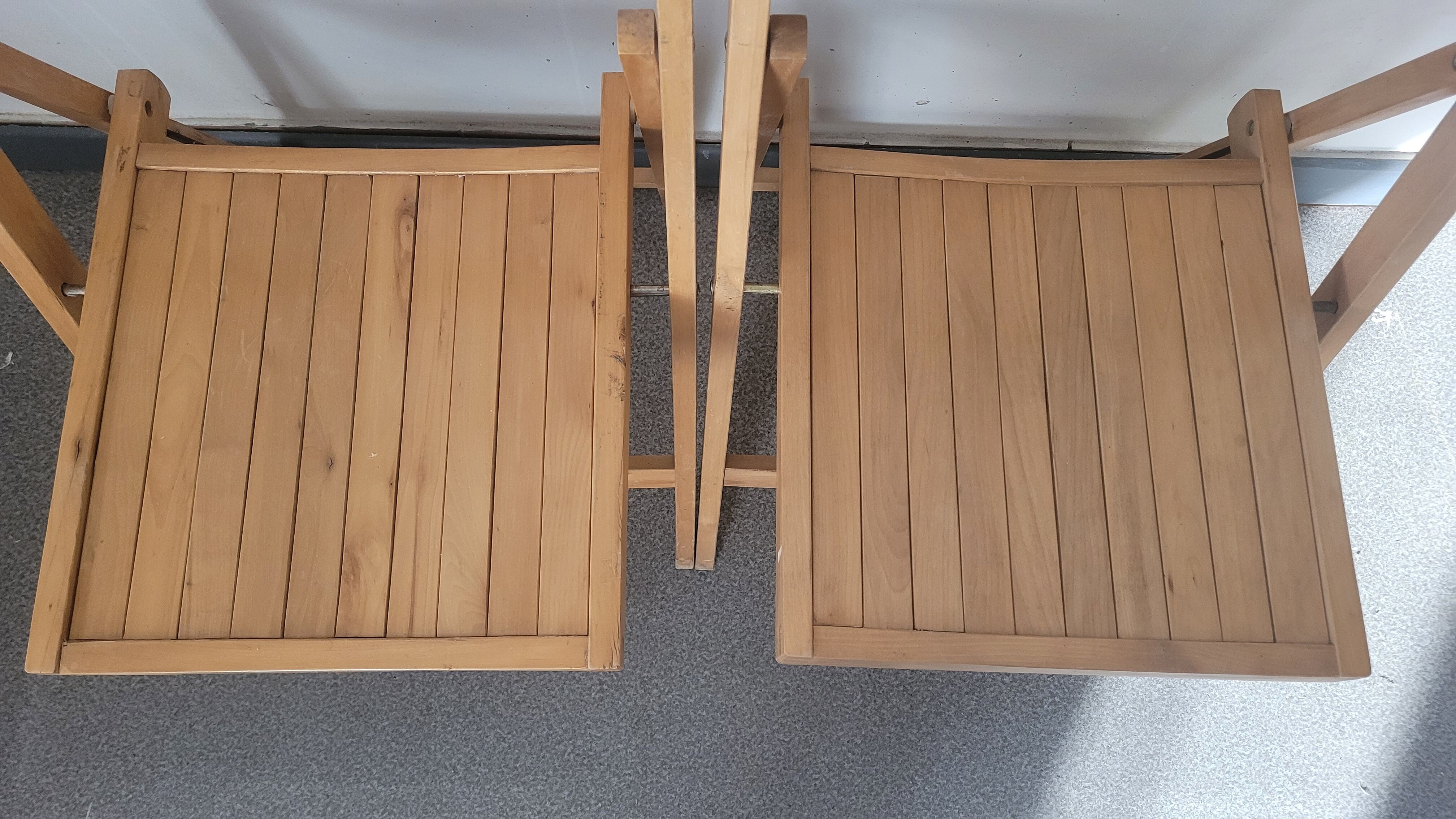 Pair of vintage wooden folding chairs