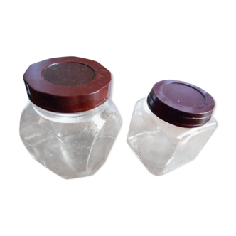 2 jars Bakelite glass 1930'