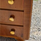 Chest of drawers of the 40s in walnut compass feet 3 drawers