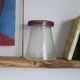Vintage mauve neck blown glass bubble conical vase