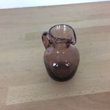 Pink bubbled glass vase or pitcher, milk pot