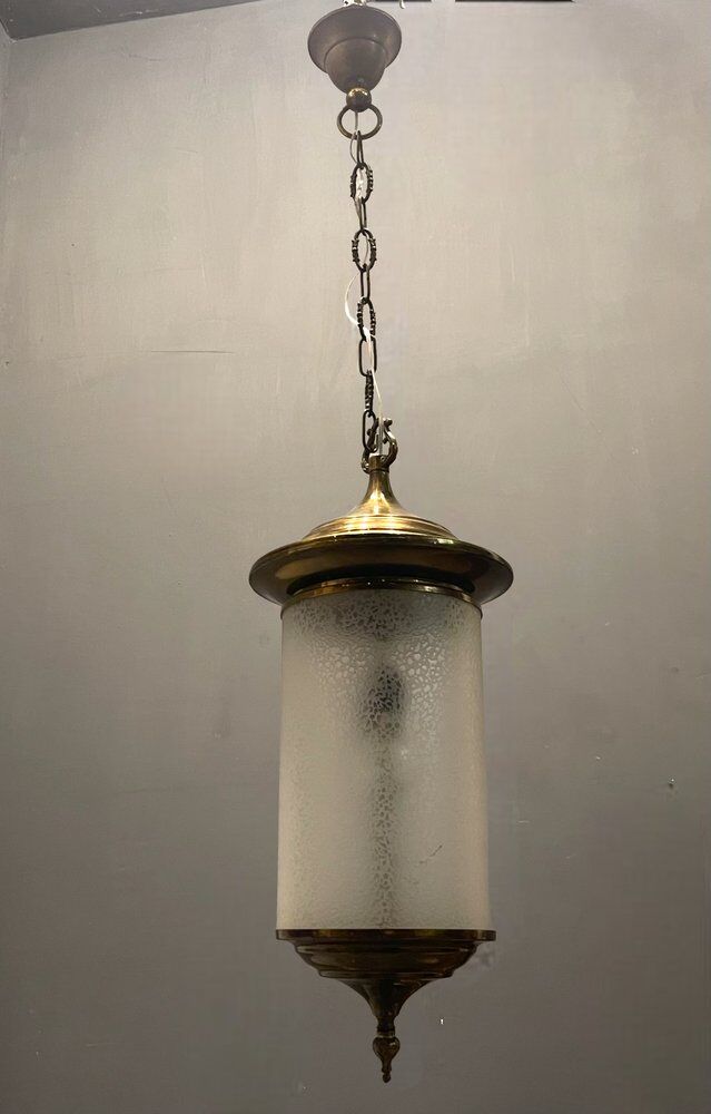 Vintage Glass Light Pendant in Bronze, 1960s