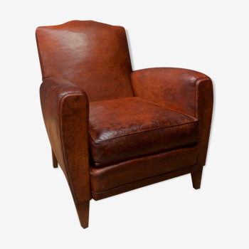 French, Leather Club Chair, Havana, Moustache Model, circa 1950's