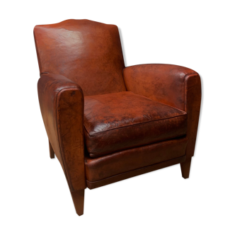 French, Leather Club Chair, Havana, Moustache Model, circa 1950's