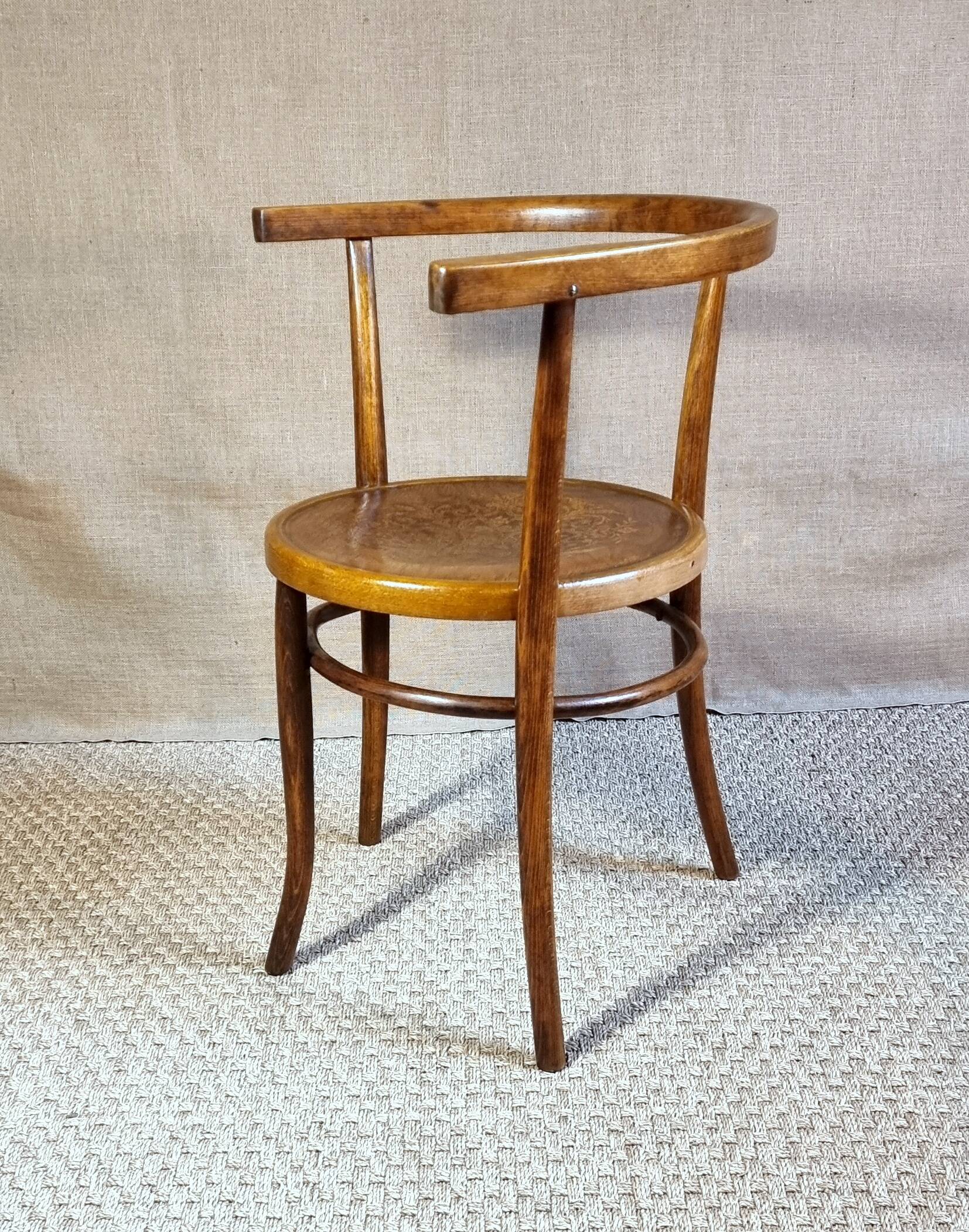Early 20th century curved wooden office chair